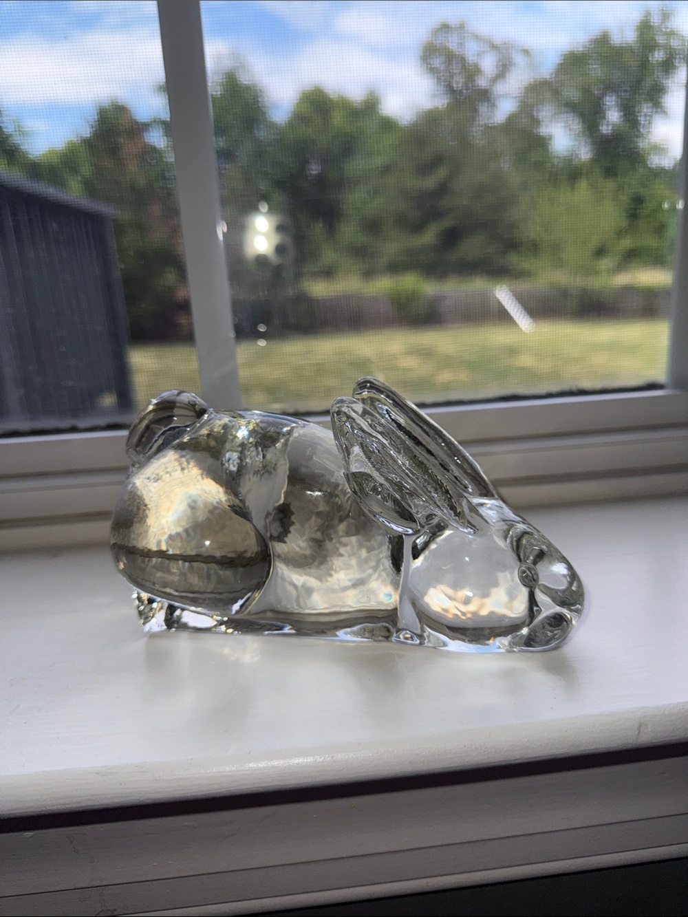 Silvestri Clear Glass Bunny Rabbit Bookend Figurine Paperweight Decor